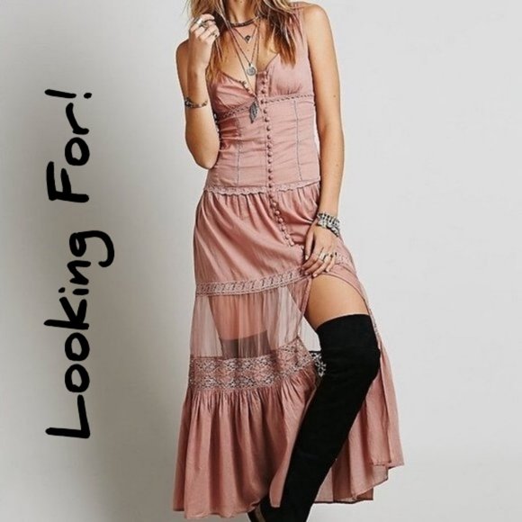 ISO Free People Victoria Button Front Maxi Dress Size XS / S Color Blush Pink - Picture 1 of 2